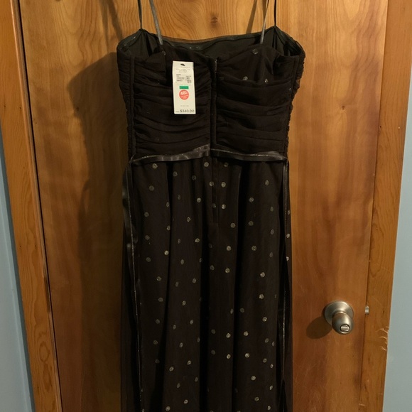 BCBG Black and Gold Polka Dot Prom Dress - Picture 2 of 8